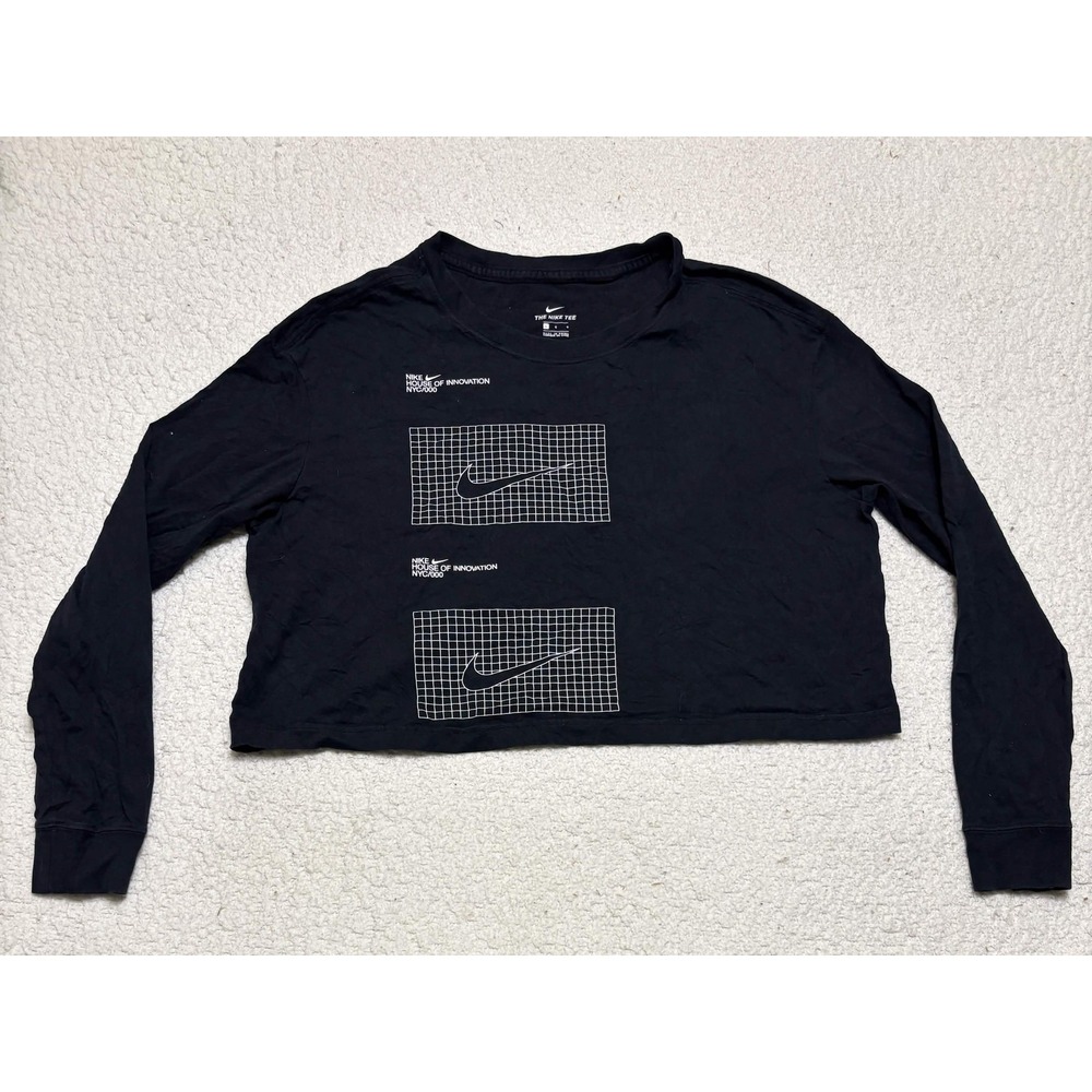 Nike Womens House of Innovation NYC/000 Cropped Long Sleeve T-Shirt Black L